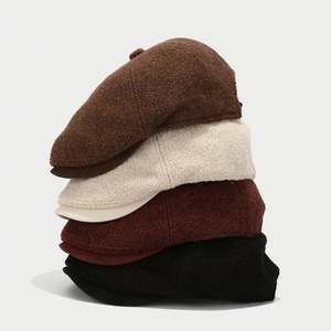 Béret britannique vintage pour homme et femme, chapeau d'automne et d'hiver en laine d'agneau épaisse et chaude, casquette de newsboy pour l'extérieur - Product Image 1