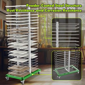 Giá phơi tranh xoay 50 tầng bằng sắt thép, có 4 bánh xe, dùng cho lớp học & phòng vẽ - Product Image 2