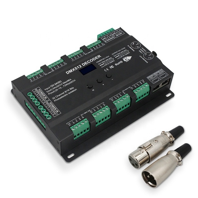 RDM 32 Channel 96A RGB RGBW Multi-channel DMX 512 LED Decoder Controller for 8-bit / 16-bit Stage Lighting Systems