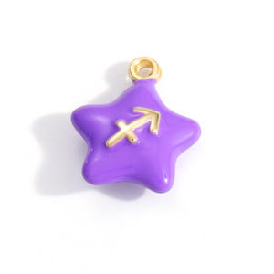 Colgante de estrella de aleación con 12 constelaciones en color macarrón para la elaboración de collares, accesorios de joyería DIY - Product Image 4