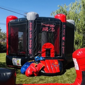 Casa de rebote de <span class=keywords><strong>arena</strong></span> de boxeo inflable de grado comercial, Castillo de salto de entrenamiento de artes marciales para niños con paredes de malla - Product Image 5