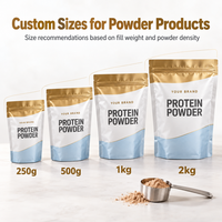 Sachet debout personnalisé pour protéines en poudre, emballage refermable avec logo imprimé, sac alimentaire en plastique, emballage en aluminium