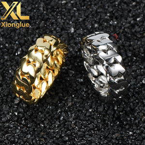 Bague Hip Hop unisexe en cuivre plaqué or 18 carats avec pierre en zircon - Product Image 5