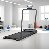Mini cinta de correr eléctrica plegable para caminar, máquina blanca para caminar debajo del escritorio, cinta de correr con pasamanos