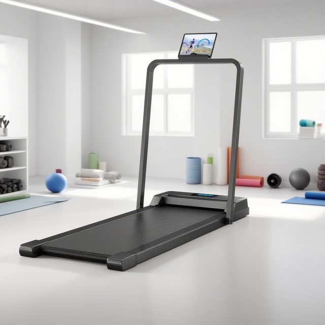 Folding Electric Walking Pad Mini Electric Treadmill Walking Machine White Under Desk Treadmill With Handrails