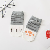 Femmes dames printemps automne mignon mince dessin animé impression chat chien patte cheville chaussettes