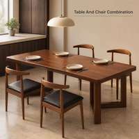 Ensemble de table à manger rectangulaire moderne en bois avec 5 fauteuils rembourrés à dossier solide pour hôtel et appartement
