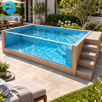 Offre Spéciale Piscine Conteneur Hors Sol en Fibre de Verre 20ft 40ft avec Bassin Profond Turquoise, Fenêtre en Verre et Jacuzzi Intégré pour Cour Ensoleillée