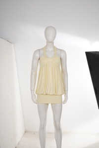 Vestido mini halter liso para mujer, sin espalda, sin mangas, fruncido, ajustado, con dobladillo burbuja, sexy, para fiesta y club de verano - Product Image 6