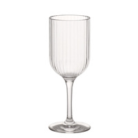 Verre à vin incassable de 280 ml avec ruban, verre à vin à pied côtelé pour l'extérieur, verre à vin blanc en plastique à rayures