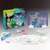 Samtoy Mini Dinosaure Version Planche à Dessin Fluorescent Effaçable 3D Magic Drawing Pad Pour Enfants Avec Lunettes