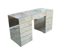 Table de toilette moderne en verre personnalisée avec miroir et grand rangement pour chambre à coucher et salon