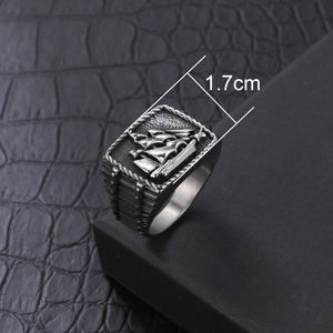 Anello Punk da uomo in acciaio inossidabile con disegno a barca all'ingrosso - Product Image 2