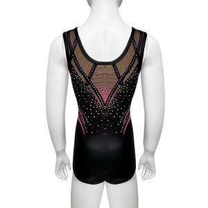 Leotardo de <span class=keywords><strong>gimnasia</strong></span> de competición con diamantes de imitación negros, leotardo de Ballet para niña, leotardo de <span class=keywords><strong>gimnasia</strong></span> artística sin mangas - Product Image 3