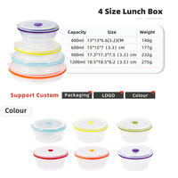 4 boîtes de conservation alimentaire rondes de qualité alimentaire, pliables, en silicone, pour enfants