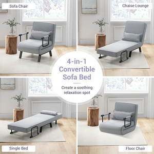 Sillón Sofá Plegable Convertible en Cama, Reclinable, Sillón Individual para Descanso, con Cojines para Oficina y Sala de Estar - Product Image 5