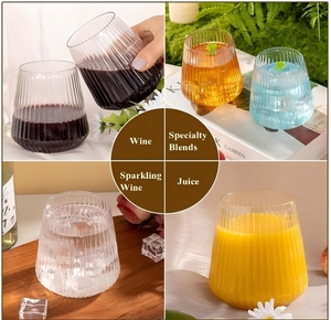 N9R Lot de 24 verres à <span class=keywords><strong>vin</strong></span> en plastique transparent jetables 12oz, design élégant effet origami ondulé, incassables, <span class=keywords><strong>pour</strong></span> événements de Thanksgiving - Product Image 4