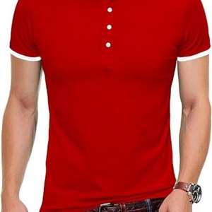 T-shirt pour homme à manches courtes en tricot imprimé, coupe classique, décontracté, sportif, respirant, col montant - Product Image 4