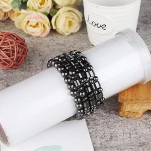 Pulsera de doble capa a la moda con cuentas de hematita negra, imán de <span class=keywords><strong>piedra</strong></span> Natural, regalo de joyería para el cuidado de la salud con <span class=keywords><strong>piedra</strong></span> principal de ágata - Product Image 2