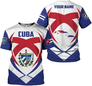새로운 쿠바 국기 티셔츠 남성 패션 3D 인쇄 사용자 정의 이름 티셔츠 반소매 캐주얼 여름 탑 드롭 배송 남성 의류