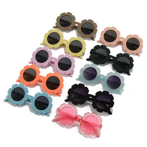 Glazzy toptan promosyon hediye çocuklar güneş gözlüğü yuvarlak ayçiçeği özel bebek kız gözlük güneş gözlüğü çocuklar için