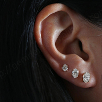 Gemnel Minimalista Joyería baguette Triángulo Gota Redondo Corte Stud Pendiente