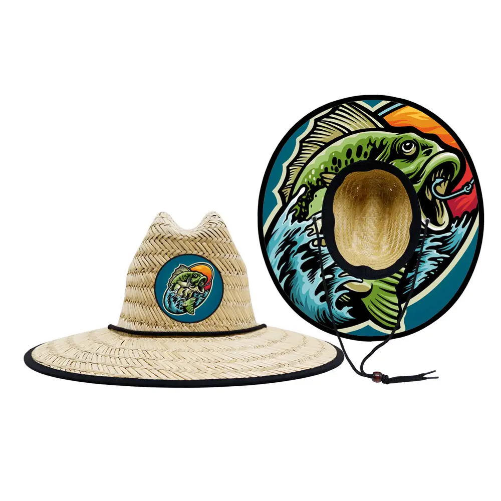 도매 여름 플로리다 보트 낚시 모자 Lifeguard 밀짚 모자 로고