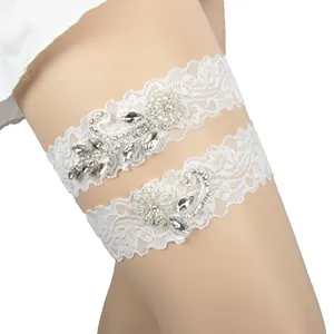 नई मूल शादी पैर गेटिस बेल्ट हस्तनिर्मित फीता सफेद दुल्हन Garters बेल्ट
