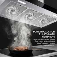 Hotte murale de cuisine en acier inoxydable, extracteur d'huile mince avec filtre en aluminium et commande tactile, pour une performance domestique optimale