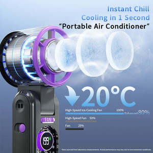 Nouveau Mini Ventilateur Pliable en Plastique USB, Version Anglaise, Refroidissement Haute Vitesse, Sans Lames, Affichage Numérique, Personnel, pour Extérieur, Camping-Car et Voyage - Product Image 3