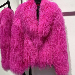 Cappotti in Vera Pelliccia di Pecora Mongola Soffice, Cappotti in Pelliccia d'Agnello Riccio <span class=keywords><strong>Marrone</strong></span> <span class=keywords><strong>Scuro</strong></span> per Donna - Product Image 3