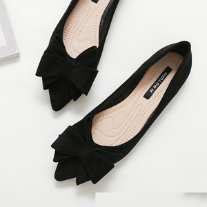 Femmes Bowknot Ballerines Bout Pointu Casual Chaussures Plates Daim Habillé Porter au Travail Slip-Ons Mocassins - Product Image 4