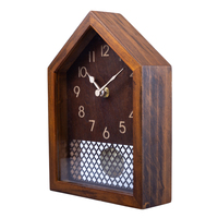 Horloge en bois en forme de maison à pendule, design mignon de dessin animé pour enfants, décoration de la maison