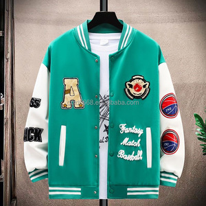 Camiseta Kasual Universitas Jaket Bisbol Oem Kustom Logo Bordir Chenille <span class=keywords><strong>Luar</strong></span> Ruangan Jaket Kulit Longgar Untuk Pria - Product Image 4