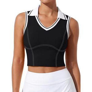 FOXA Womens Golf Polo Tank <b>Top</b> Built In Bra Quick Dry Sporty Collared Workout <b>Top</b> - Product Image 1
