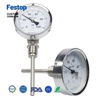 Customizable Industrial Radial Bimetal Pressure Thermometer WSS311/411/511 Stainless Steel Boiler Pipe Temperature OEM ODM