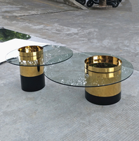 Ensemble de meubles de salon modernes 1024-1 pour usage domestique avec table basse et tables d'appoint en métal, verre trempé, certifié ISO9001