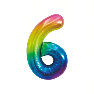 Party Love <b>Balloon</b> Number 6 Multicolor 1M Foil Metallic Birthday Party <b>Decorations</b> - Product Image 1