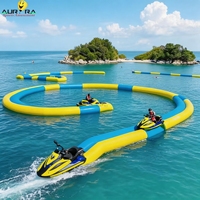 Parc aquatique gonflable géant polyvalent, piste de course aquatique pour karting, équipement de divertissement aquatique de qualité commerciale