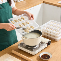 Conteneur alimentaire rectangulaire semi-transparent jetable en plastique PP, 3/15 compartiments, barquette à dumplings en blister, vente en gros Chine