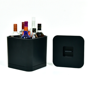 Seau à glace en plastique noir personnalisé avec logo pour bar, KTV, fête, avec couvercle, réfrigérateur à champagne, refroidisseur à vin - Product Image 4