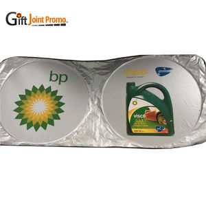 ที่บังแดดรถยนต์แบบพับได้ ทรงวงกลมคู่ ทำจากโพลีเอสเตอร์กันรังสียูวี ป้องกันความร้อนจากแสงแดด สำหรับกระจกหน้ารถ พร้อมโลโก้ ขายดี - Product Image 4