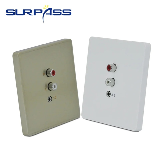 PWA7 86 Type Audio Wall Plate RCA 3.5mm AUX Panel Wall Mount Pa Sound System Multimedia Panel Socket for Home Office