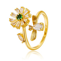 Bague d'ouverture élégante en laiton micro-infusé avec bijoux en zircon.