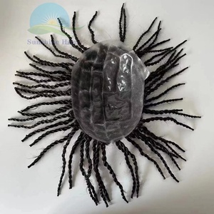 Marley torsadé tressage cheveux hommes noirs toupet 100% indien morceau de cheveux humains 0.06 pu avec un seul toupet de cheveux noués - Product Image 3