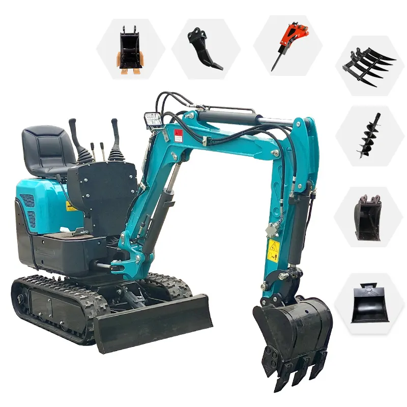 Ce Epa Euro 5 Factory Supplied 1 Ton Smallest Crawler Mini Compact Excavator Bagger With Attachments