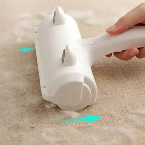 Bán hàng nóng PE nhựa bền hai mặt Pet Dog tóc bàn chải Pet tóc Remover Con lăn Lint tái sử dụng con lăn với tai thiết kế