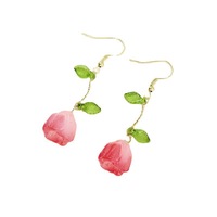 Anting-anting gantung bunga tulip warna pink, perhiasan wanita Korea baru, modis, sederhana, dan elegan (grosir)