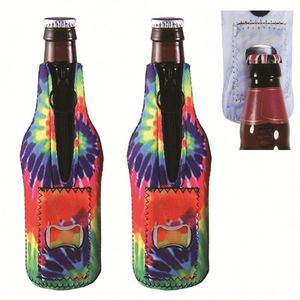 Custom Dye Sublimation Neoprene Beer Wine <b>Bottle</b> Cooler Bag with Zipper and Opener for Temperature Control - Product Image 5