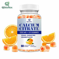 Gummies de citrate de calcium liquide végétaliennes sans sucre Qbioflex 1200mg avec vitamine D3 saveur orange pour le soutien osseux